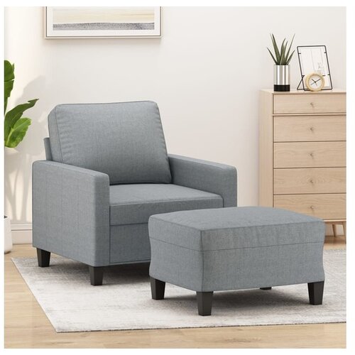 VidaXL Fotelj s stolčkom za noge svetlo siv 60 cm blago Slike