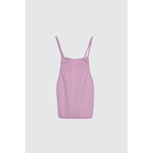 Trendyol Lilac Back Tie Detailed Ribbed Knitted Blouse Slike