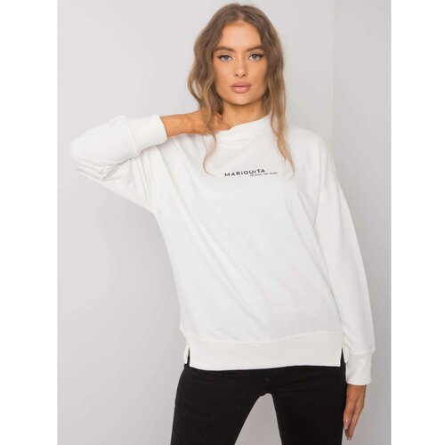 Fashion Hunters Ecru women's sweatshirt with print Slike