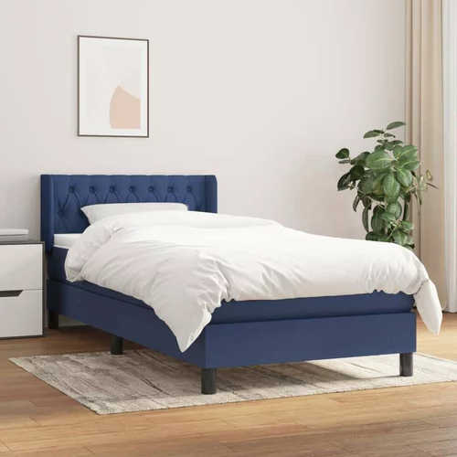  Box spring postelja z vzmetnico modra 90x200 cm blago, (20895600)