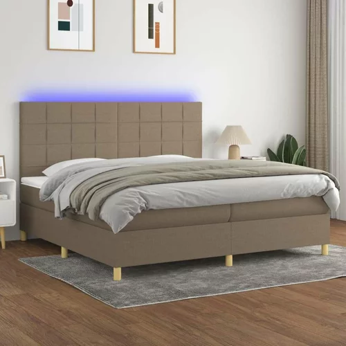  Box spring postelja z vzmetnico LED taupe 200x200 cm blago, (20761313)
