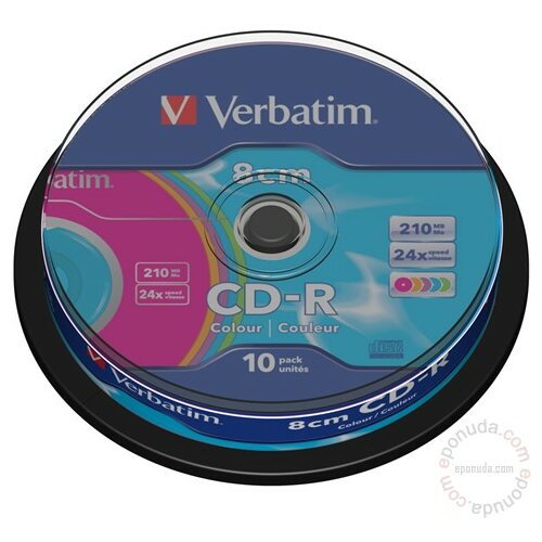 Verbatim CD-R 8CM 210MB COLOUR 43413 disk Slike