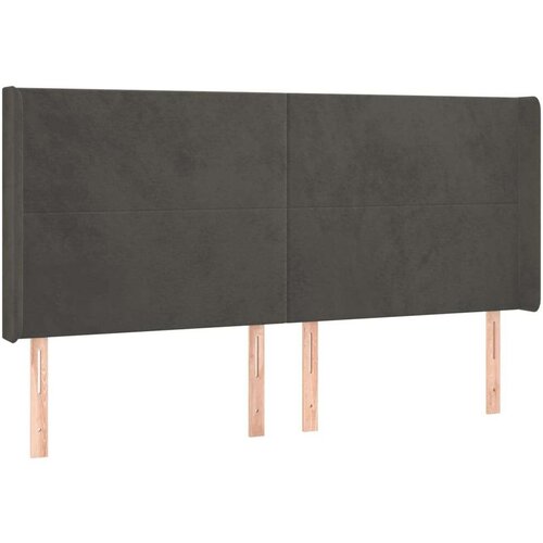  Uzglavlje s u&amp;scaron;ima tamnosivi 163x16x118/128 cm bar&amp;scaron;unasti Slike