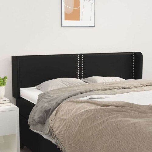  Uzglavlje s u&amp;scaron;ima crni 147x16x78/88 cm od umjetne kože Slike