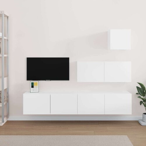  4-dijelni set TV ormarića bijeli od konstruiranog drva Cijene
