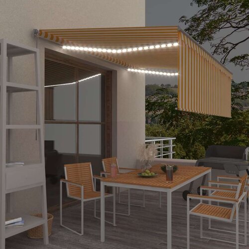  Tenda na ručno uvlačenje s roletom LED 4 x 3 m žuto-bijela Cijene