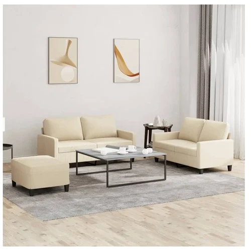 vidaXL 3-dijelni set sofa s jastucima krem od tkanine