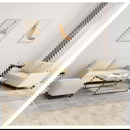 VidaXL 3-dijelni set sofa s jastucima krem od tkanine Slike