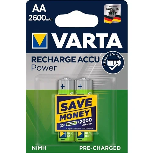 Varta 1x2 Rechargeable Accu AA NiMH 2600 mAh Mignon - Punjive baterije