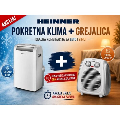 Heinner sezonski paket HPAC-12WH 12000BTU + grejalica HFH-L2000SL Cene