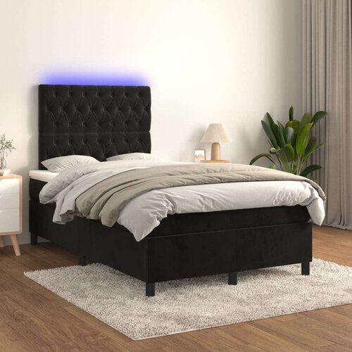  Box spring postelja z vzmetnico LED črna 120x200 cm žamet, (20790860) Slike
