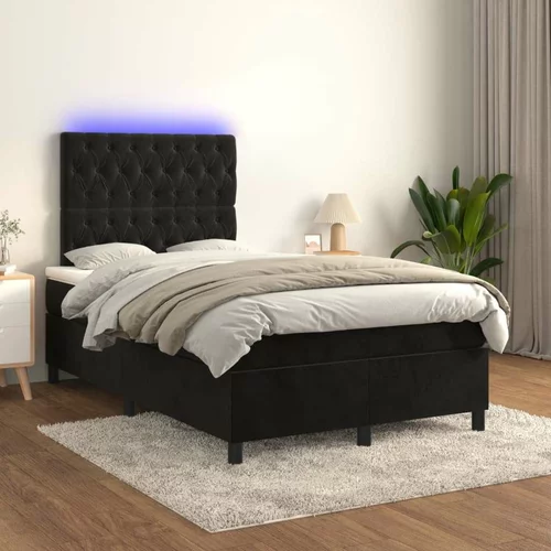  Box spring postelja z vzmetnico LED črna 120x200 cm žamet, (20790860)