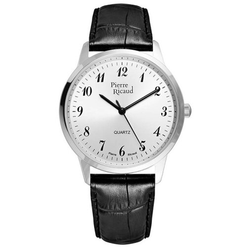 Pierre Ricaud muški safir all arabic srebrni quartz elegantni ručni sat sa crnim kožnim kaišem Cene