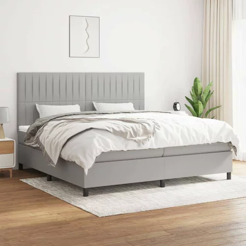 Box spring postelja z vzmetnico svetlo siva 200x200 cm blago, (20898469)