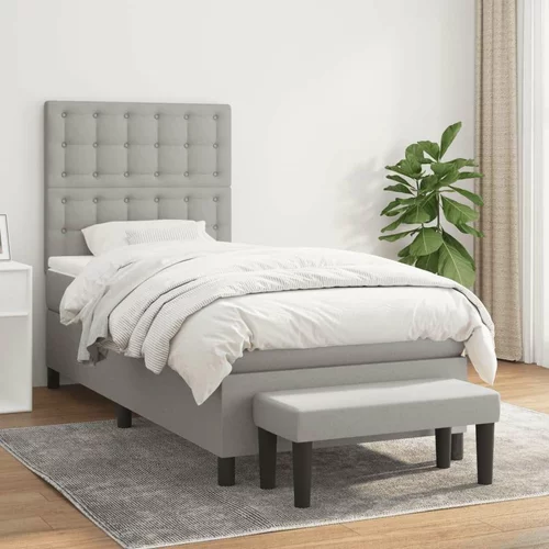  Box spring postelja z vzmetnico svetlo siva 80x200 cm blago, (20896222)