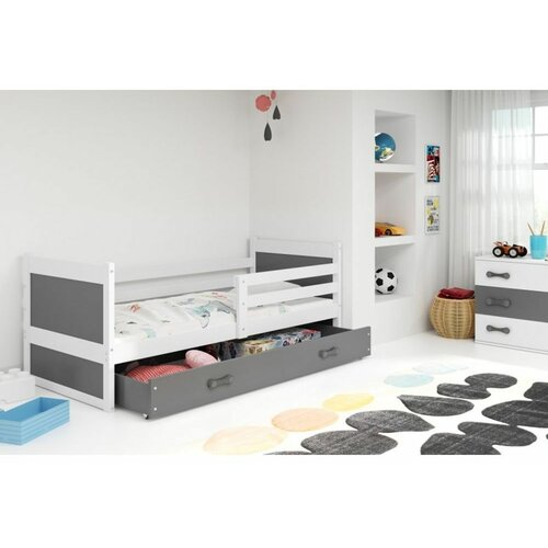 Rico drveni dečiji krevet - sivo - beli - 190x80 cm RN3M2AR Slike