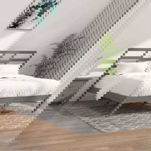  Posteljni okvir siv iz trdnega lesa 150x200 cm 5FT, (20643177) Slike