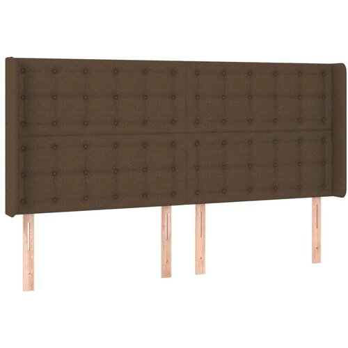  Uzglavlje s u&amp;scaron;ima tamnosmeđe 203x16x118/128 cm od tkanine Slike