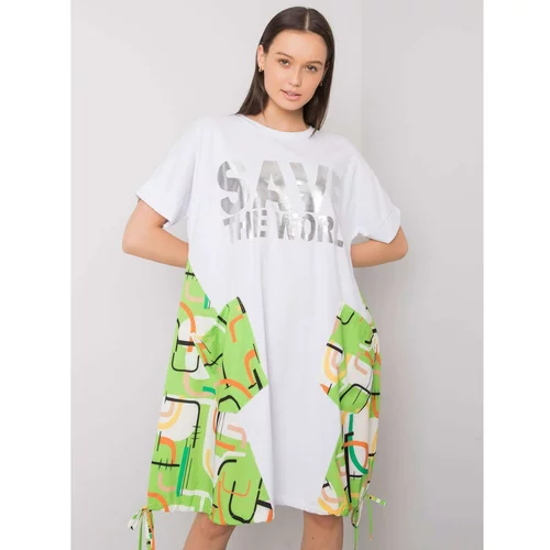 Fashion Hunters White and green dress with pockets