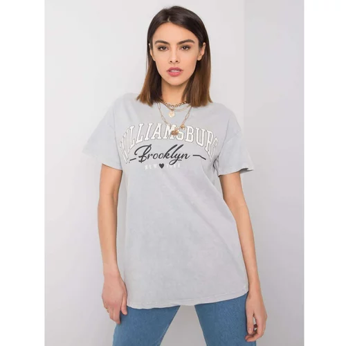 Fashion Hunters Light gray t-shirt with Carol RUE PARIS print