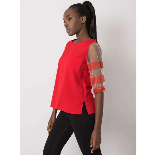 Fashion Hunters Red blouse with transparent sleeves