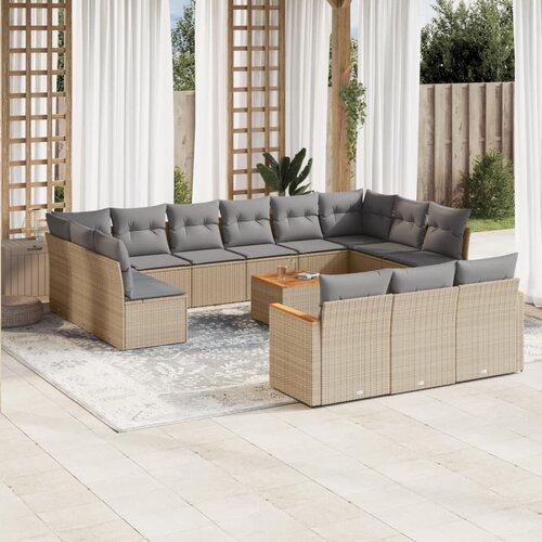 vidaXL 14-dijelni set vrtnih sofa s jastucima poliratan Bež Cijene