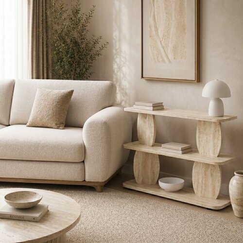 Hanah home pomoćni sto armonia, 90 cm, travertin Cene