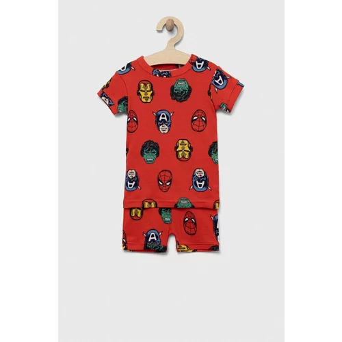 GAP Dječja pamučna pidžama x Marvel boja: crvena, s uzorkom