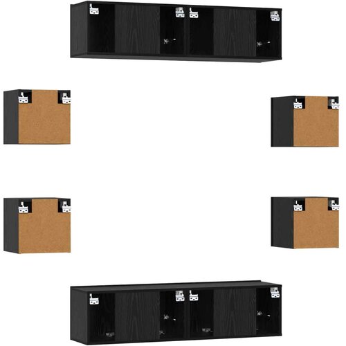  Set TV komoda 8 pcs 120 x 30 x 30 cm Crni hrast - Crni hrast 120 cm Slike