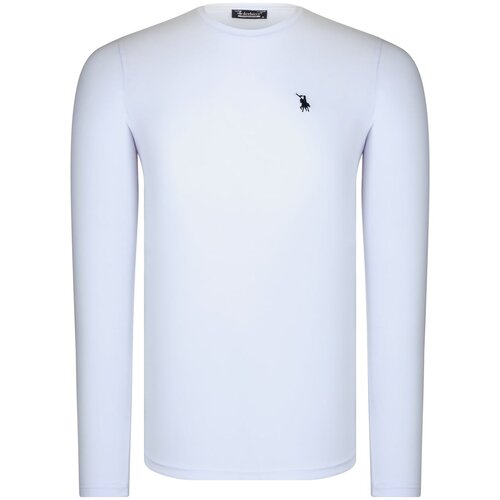 Dewberry T8588 BIKE COLLAR LONG SLEEVE T-SHIRT-LIGHT WHITE Slike