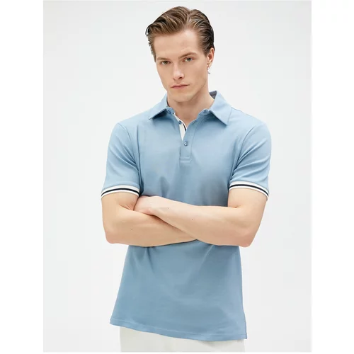 Koton Basic Polo T-Shirt with Buttons, Slim Fit Short Sleeved Cotton
