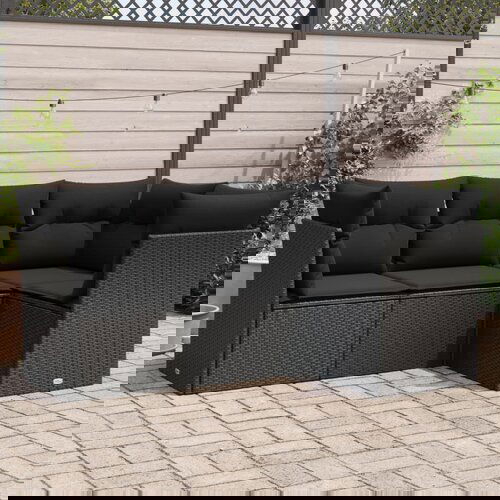  The Living Store Vrtna sedežna garnitura 4-delna z blazinami črna poli ratan - Vrtna Sedežna Garniture, (21481125) Cene