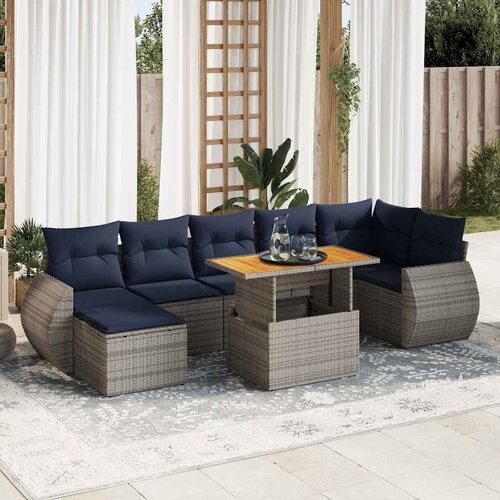 VidaXL 8-dijelni set vrtnih sofa od poliratana s jastucima sivi Slike