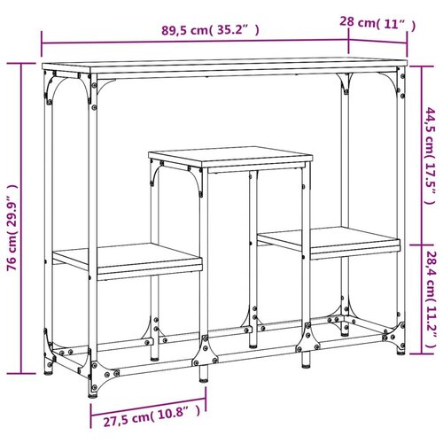  Konzolni stol siva boja hrasta 89 5x28x76 cm konstruirano drvo Slike