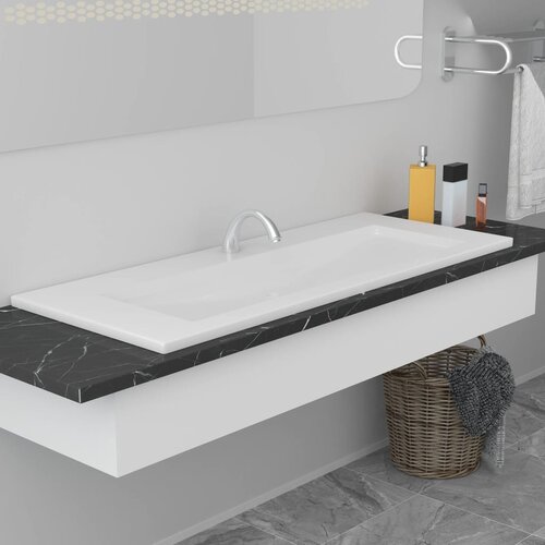  Ugradbeni umivaonik 101 x 39,5 x 18,5 cm keramički bijeli Cijene