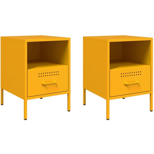 Maison Chic Dvo delni komplet Nočne omarice - Nočne mize gorčično rumena 36x39x50,5 cm jeklo, (21688532) Slike