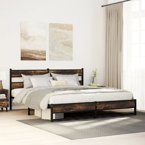 Metalni okvir kreveta bez madraca boja hrasta 193x203 cm Cijene
