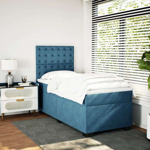 VidaXL box spring krevet s madracem plavi 80 x 200 cm bar&amp;scaron;unasti Slike