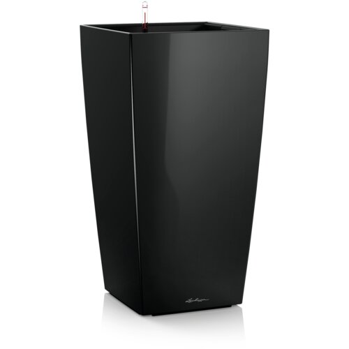 LECHUZA Cvetlični lonec Cubico Premium 22 - Črn - visok sijaj Slike