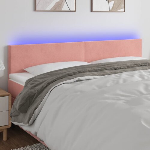 The Living Store led posteljno vzglavje roza 180x5x78/88 cm žamet - led vzglavje, (21495362) Slike