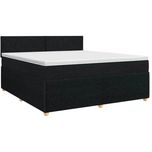  Boxspring krevet s madracem Crna 160 x 200 cm Tkanina - Crna 160 x 200 cm Dizajn s rombovima Slike