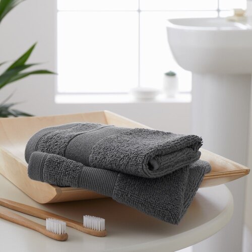 Catherine Lansfield Temno sive frotirne bombažne brisače v kompletu 2 ks 30x30 cm Anti-Bacterial &amp;ndash; Slike
