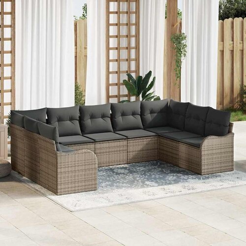  Sjedeća garnitura za vrt 9 kom. Siva poliratan 289 x 177,5 x 69 cm Cijene
