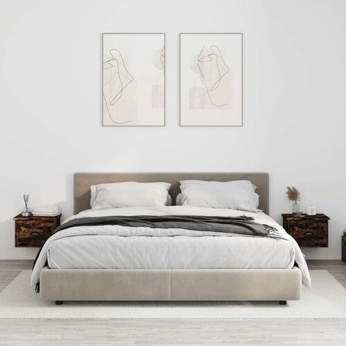  Zidni noćni ormarići 2 kom boja dimljenog hrasta 41 5x36x28 cm Slike