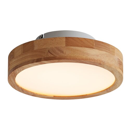 QAZQA Skandinavska stropna svetilka lesena 30 cm vklj. LED zatemnilna - Pecker Slike