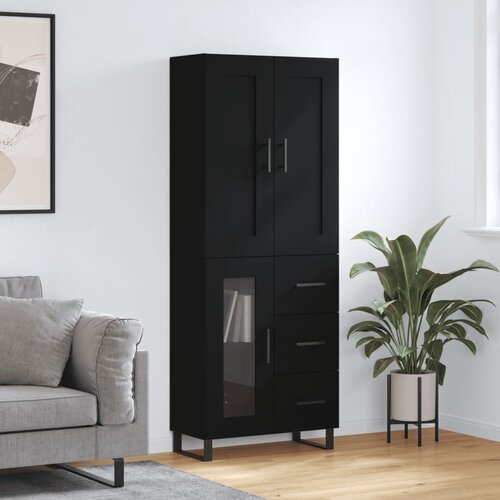 VidaXL Visoka komoda črna 69,5x34x180 cm inženirski les Slike