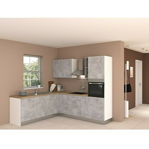 Marinelli Cucine Montažna kutna kuhinja Cassiopea (Š x D: 250 x 225 cm, Svijetlo siva, S električnim uređajima, Sudoper na lijevoj strani) Cijene