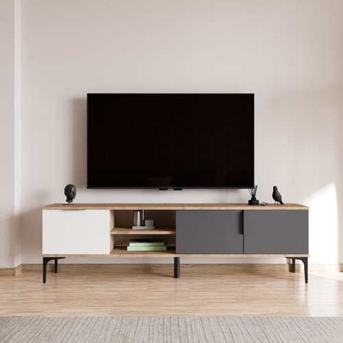 Hanah home Tarz - White, Anthracite, Oak WhiteAnthraciteOak TV Stand Cene
