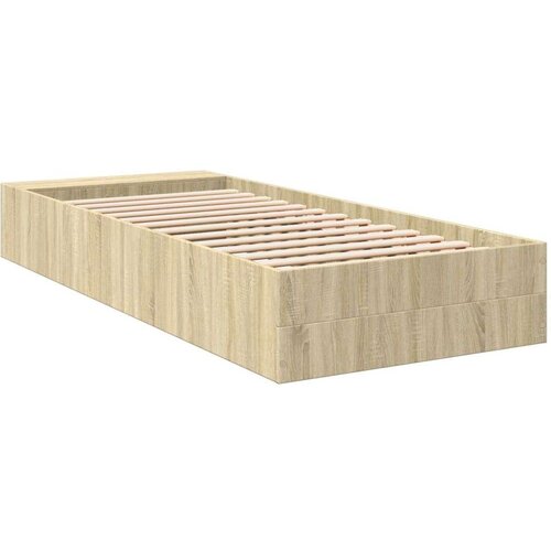  Okvir za krevet boja hrasta 90 x 190 cm od konstruiranog drva Slike