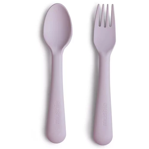 Mushie Fork and Spoon Set pribor Soft Lilac 2 kom